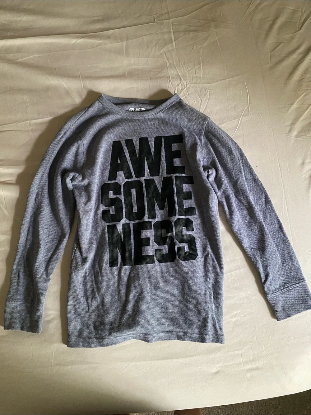 The Children's Place Gray Long-Sleeve Tee with Black 'AWESOMENESS' Graphic